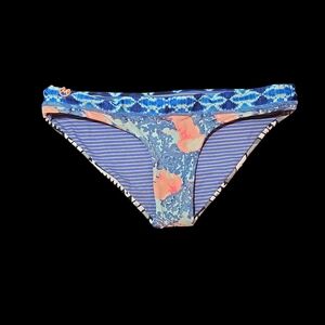Wemen's Maaji Blue & Coral Bikini Bottom - Lightweight Swimwear Size L